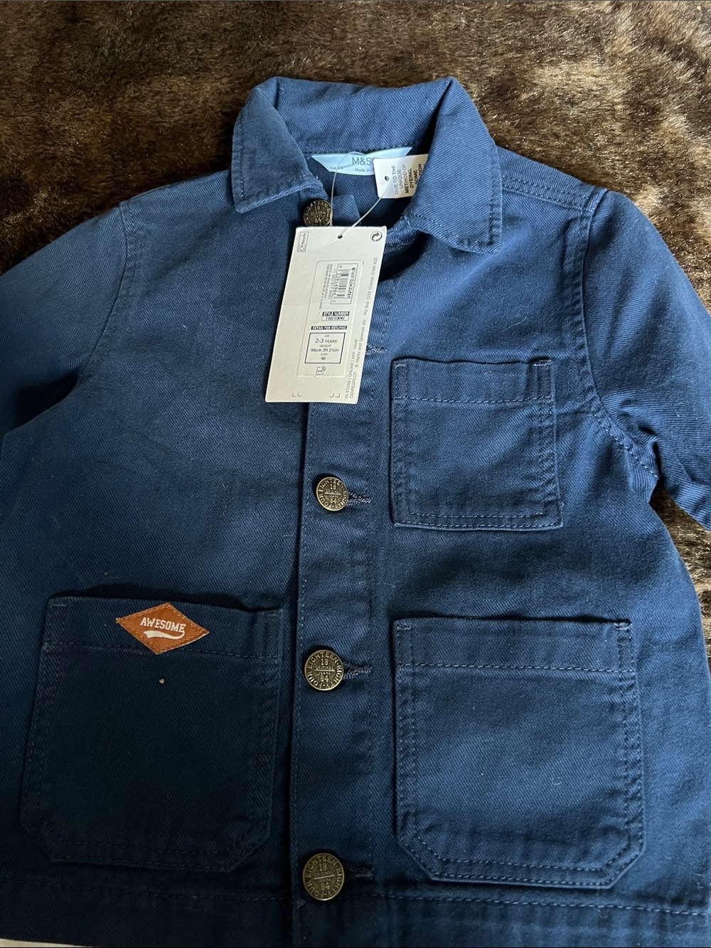 Navy Children's Jacket with Button Detail